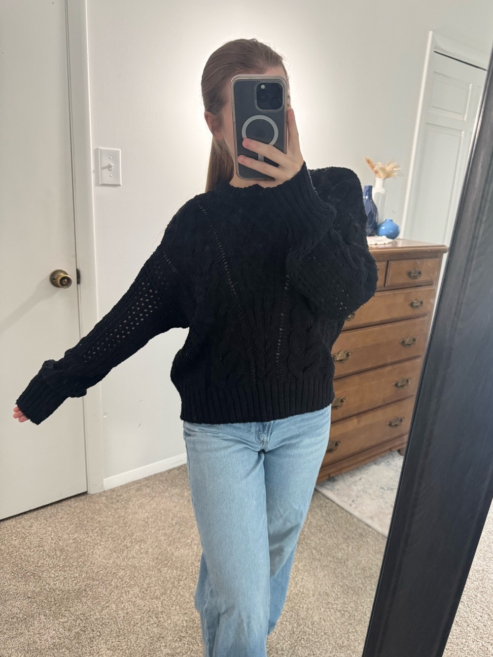 Abercrombie & Fitch Black Cable Crewneck Sweater - NWT